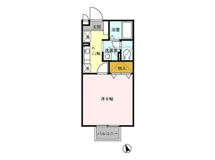 ボヌールM(1K/2階)の間取り写真