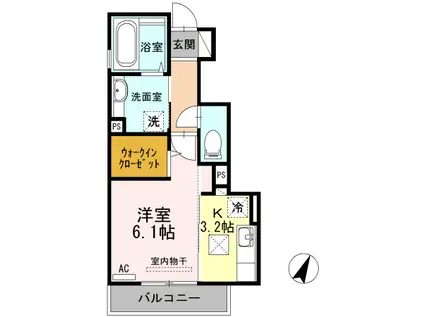 フルールカルチェ(1K/1階)の間取り写真
