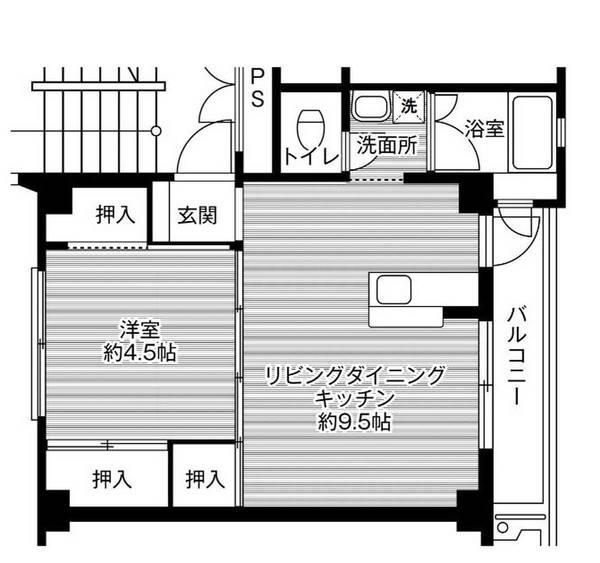 ビレッジハウス広田1号棟(2K/3階)の間取り写真